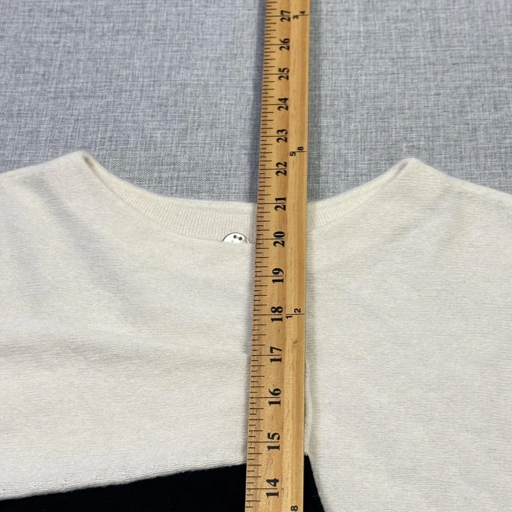 Margaret O'Leary Sweater Pullover Womens XS White 100% Cashmere Striped‎